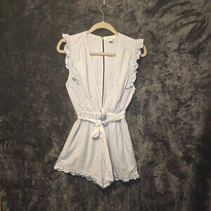 Light Blue BillaBong Ruffled Jumper with Tie Bent Size M